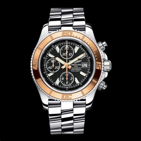 breitling superocean chronograph gold bezel|Breitling Superocean automatic chrono watch.